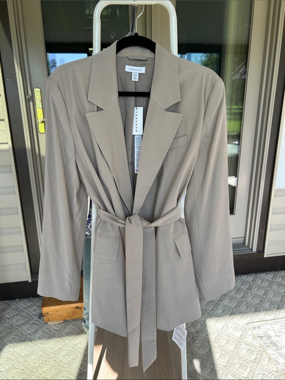 Topshop Taupe Oversized Belted Blazer /Jacket